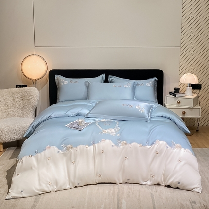 爱家（原缔乐家纺） 2025新款雪莲天丝四件套-诺曼庄园 诺曼庄园-天空兰