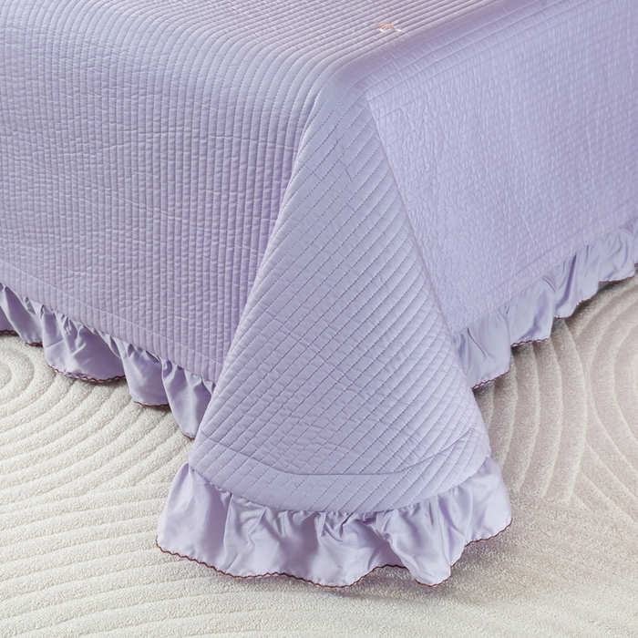 91家纺网 家纺一手货源 找家纺 OL家纺2025新款天丝床盖三件套系列-清新交响曲 薰衣紫