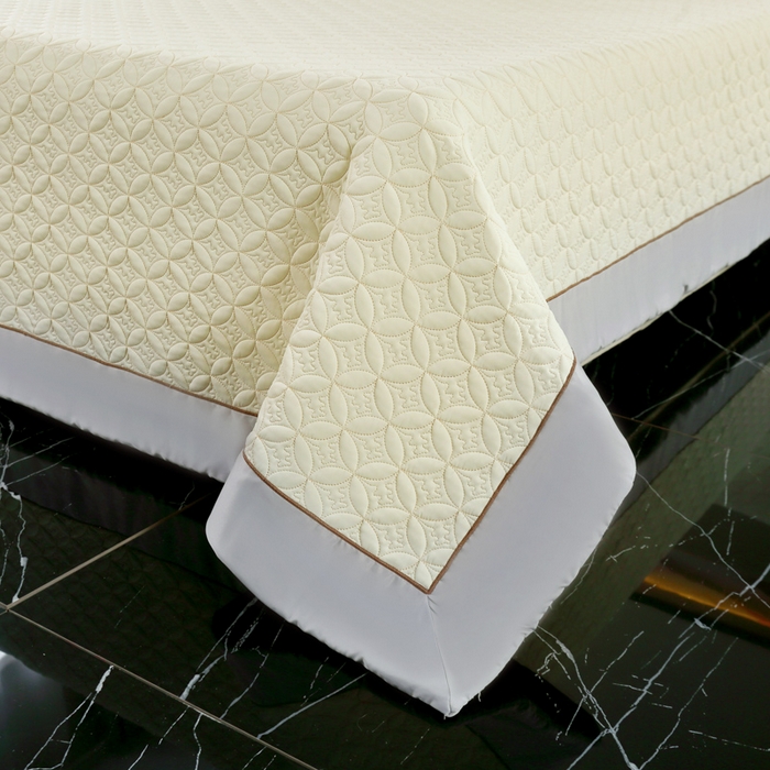 91家纺网 家纺一手货源 找家纺 OL家纺2025新款凉感丝夏被床盖款三件套 柠檬黄