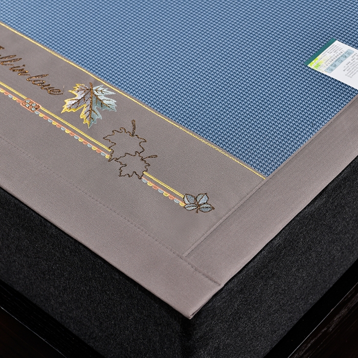 91家纺网 家纺一手货源 找家纺 小牛席业 2025新款小千鸟格枫叶款轻奢风抗菌席凉席藤席冰藤席冰丝席草席竹席乳胶席凉感豆豆席 小千鸟格-枫叶抗菌席（蓝色）