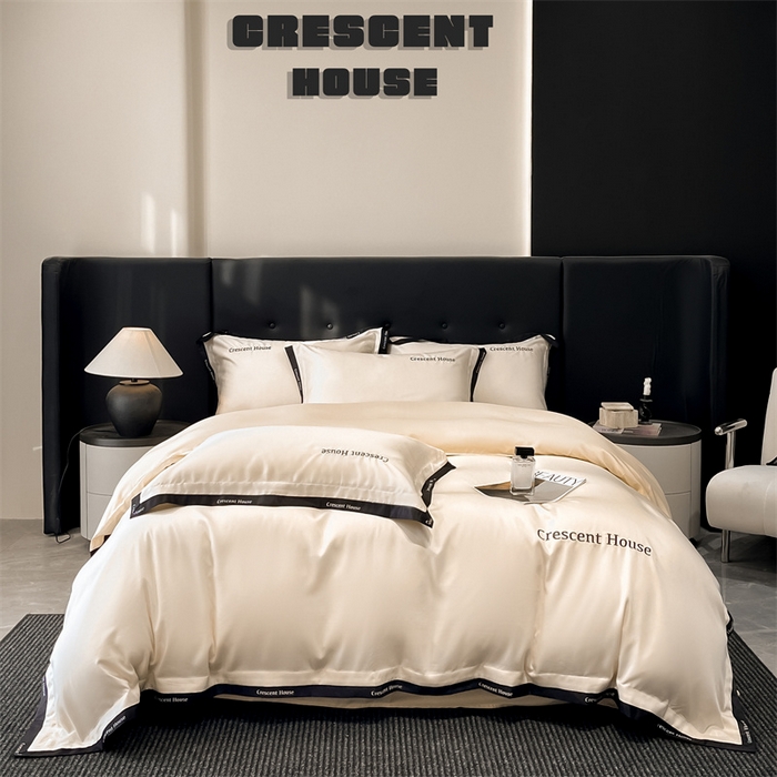 91家纺网 家纺一手货源 找家纺 笙意家纺 2025新款轻奢时尚水洗冰丝四件套-奥芬系列 奥芬-奶昔白+梧桐杏