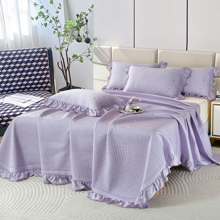 91家纺网 家纺一手货源 找家纺 OL家纺2025新款天丝床盖三件套系列-清新交响曲 薰衣紫