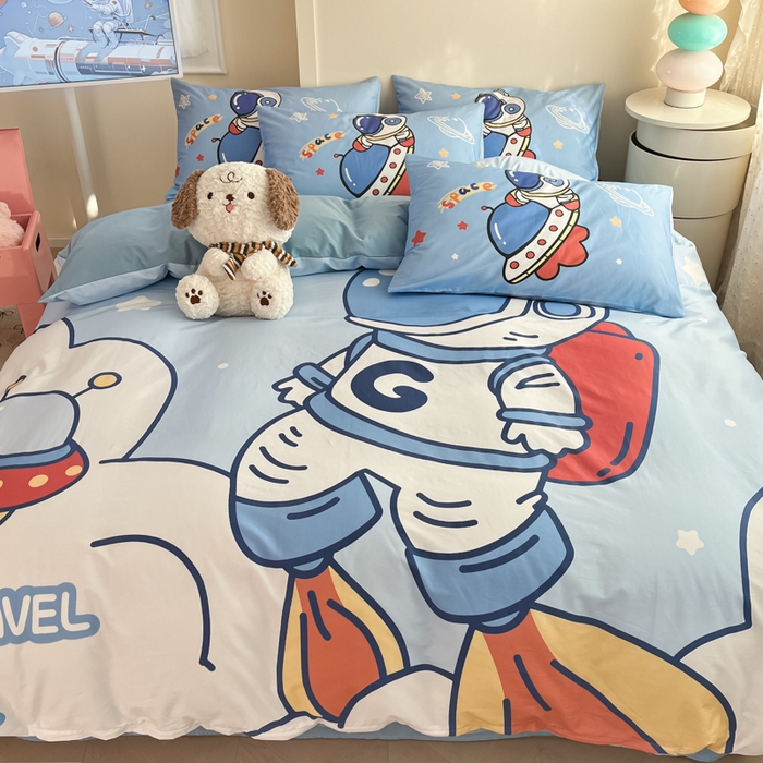 91家纺网 家纺一手货源 找家纺 （总）金爱家 2025新款太空人纯棉四件套