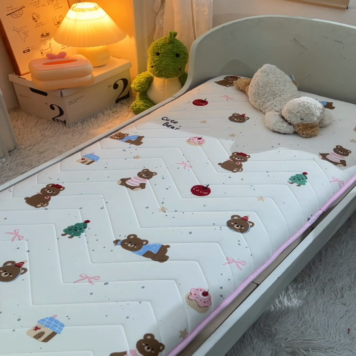 91家纺网 家纺一手货源 找家纺 嗨生活 2025年加厚针织棉乳胶床垫 幼儿园床垫 床褥 儿童床垫 单边款 甜品小熊