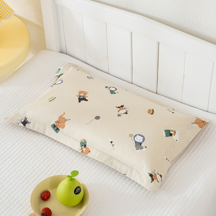 91家纺网 家纺一手货源 找家纺 良佐生活 2025新款A类高支高密全棉压线儿童枕套纯棉学生枕头套 贝塔-黄