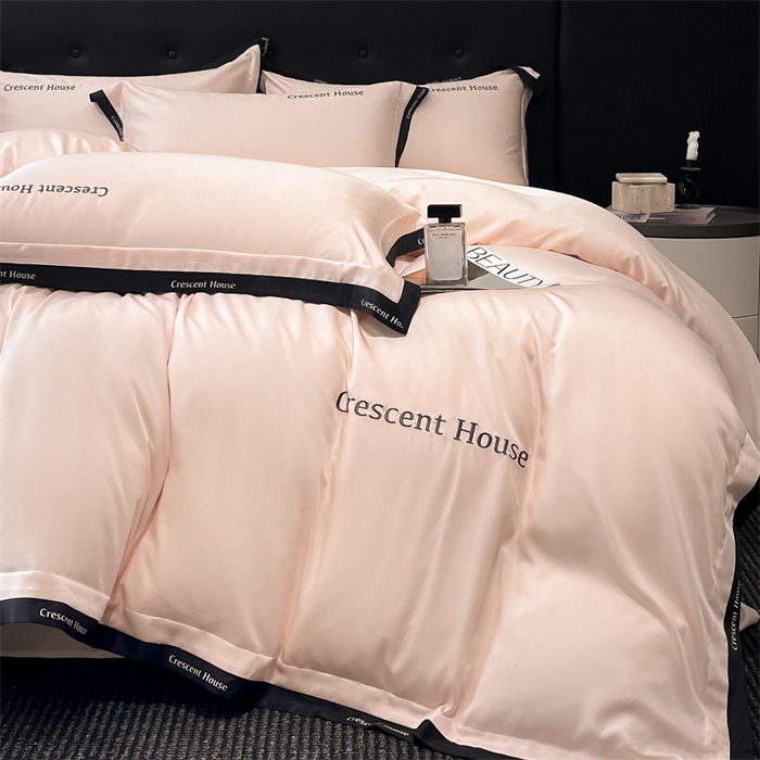 91家纺网 家纺一手货源 找家纺 笙意家纺 2025新款轻奢时尚水洗冰丝四件套-奥芬系列 奥芬-奶油粉