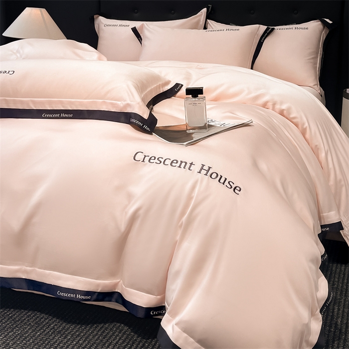 91家纺网 家纺一手货源 找家纺 笙意家纺 2025新款轻奢时尚水洗冰丝四件套-奥芬系列 奥芬-奶油粉