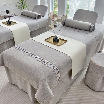 梦来美家纺 2025新款彩棉麻美容床罩（控价175元） 典雅灰