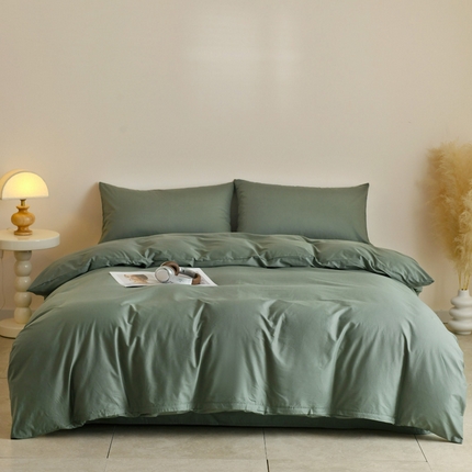 泽西家纺2025新款A类全棉双拼纯色纯棉单被套 军绿