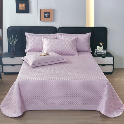 91家纺网 家纺一手货源 找家纺 （总）OL家纺2025新款玉锦缎纯色床盖三件套-巴格莉