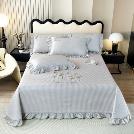 OL家纺2025新款天丝床盖三件套系列-蒲公英 玛瑙灰