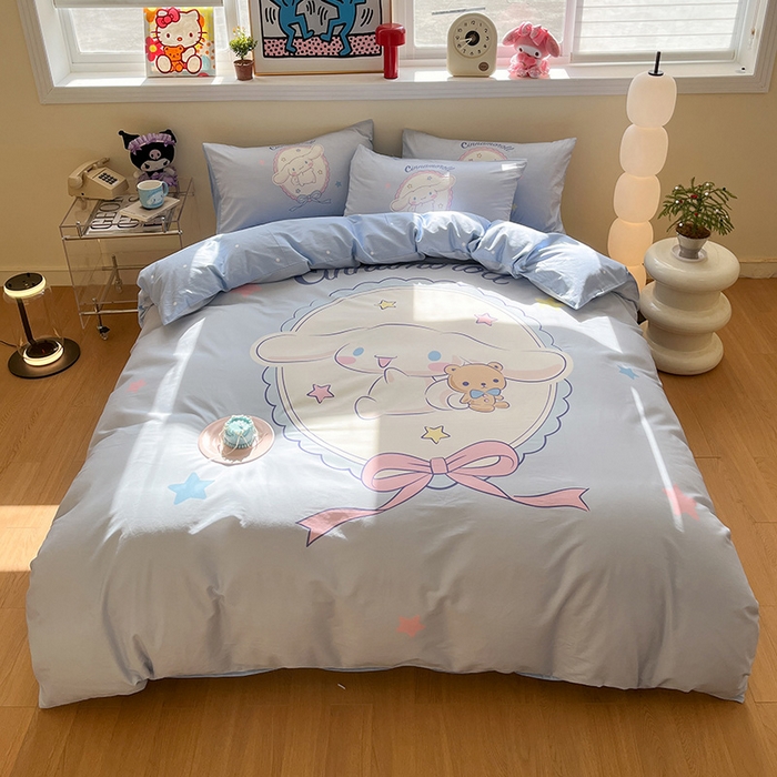 91家纺网 家纺一手货源 找家纺 蓝邻家纺 2025新款全棉大版三丽鸥四件套系列 大耳狗