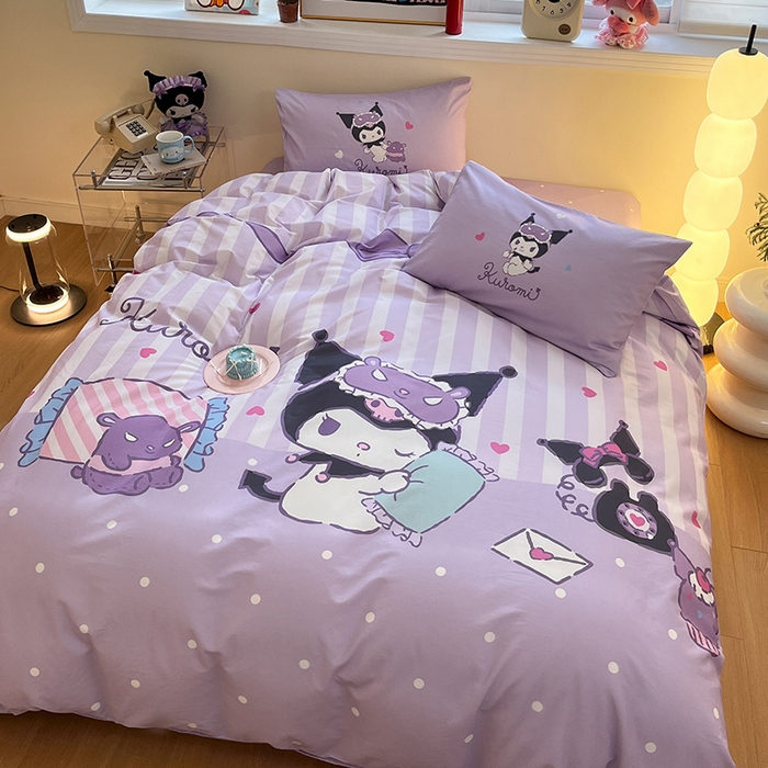 91家纺网 家纺一手货源 找家纺 蓝邻家纺 2025新款全棉大版三丽鸥四件套系列 糖果