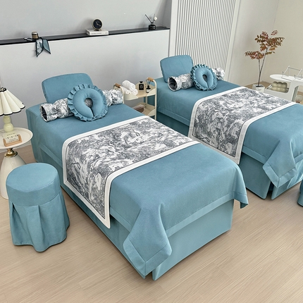 莉人坊床罩2025新款高精密布料床罩-浪漫烟花 浪漫烟花湖蓝