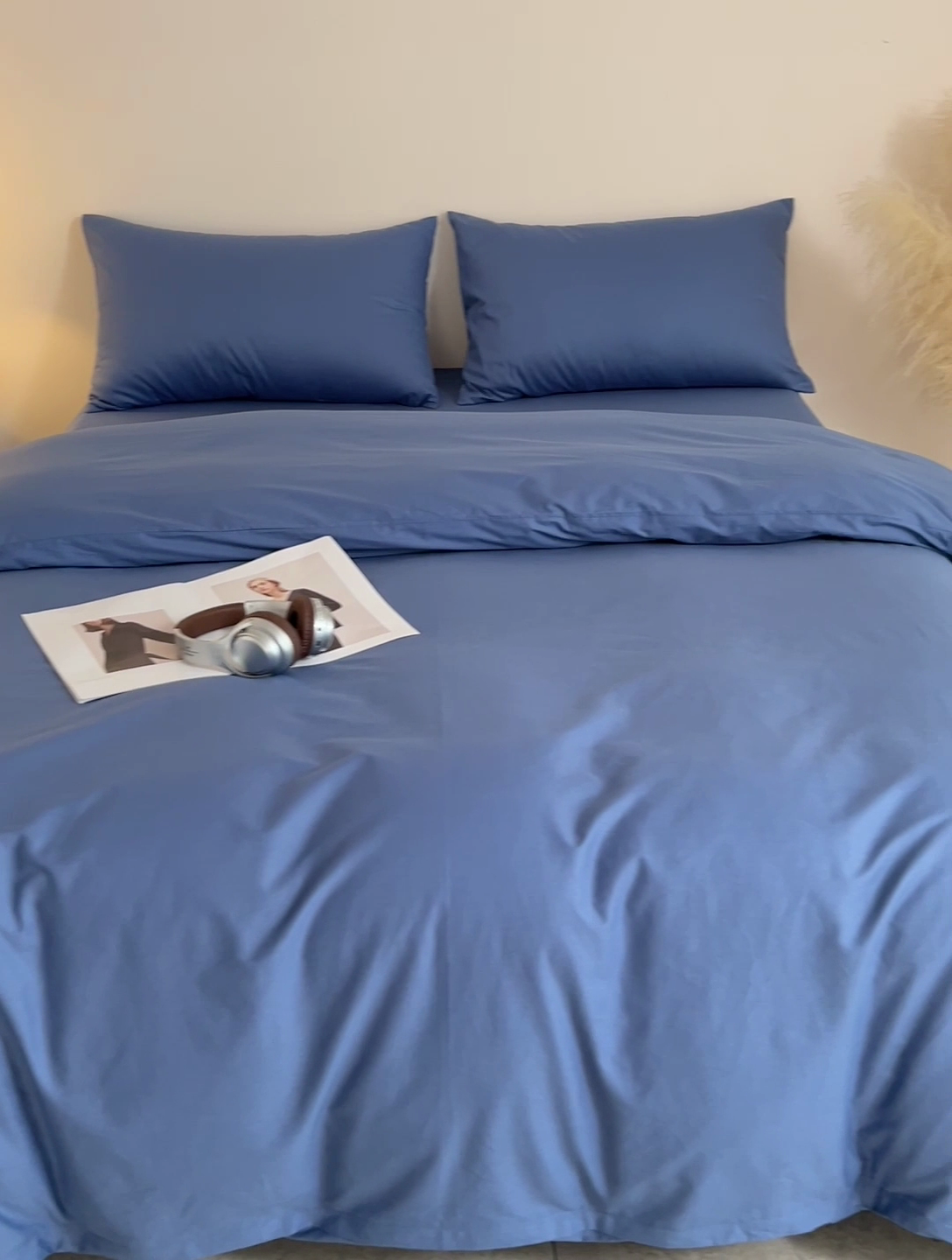 91家纺网 家纺一手货源 找家纺 泽西家纺2025新款A类全棉双拼纯色纯棉单被套 牛仔蓝