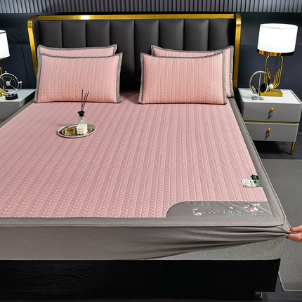 小牛席业 2025新款凉感乳胶席（床笠款）系列凉席藤席冰藤席冰丝席草席竹席乳胶席凉感豆豆席 凉感乳胶席-豆沙（床笠款）