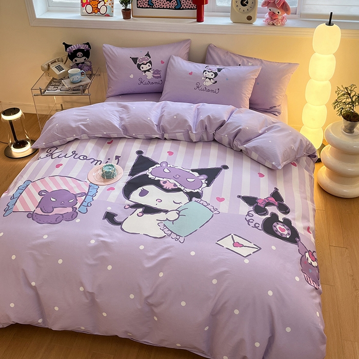 91家纺网 家纺一手货源 找家纺 蓝邻家纺 2025新款全棉大版三丽鸥四件套系列 糖果