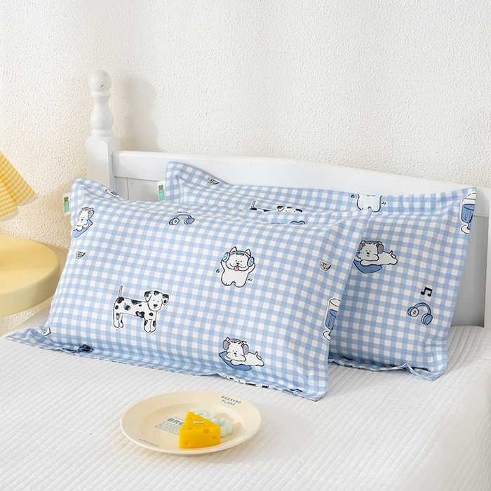 91家纺网 家纺一手货源 找家纺 良佐生活 2025新款A类高支高密全棉压线儿童枕套纯棉学生枕头套 布奇