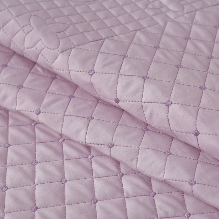 91家纺网 家纺一手货源 找家纺 OL家纺2025新款玉锦缎纯色床盖三件套-巴格莉 紫色