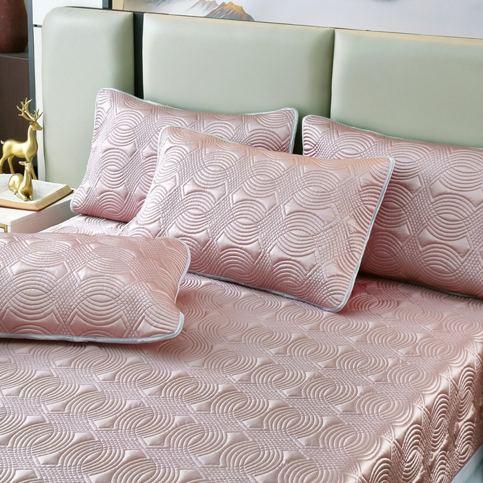 91家纺网 家纺一手货源 找家纺 OL家纺2025新款冰丝绸夏被床盖款三件套 薄藤紫