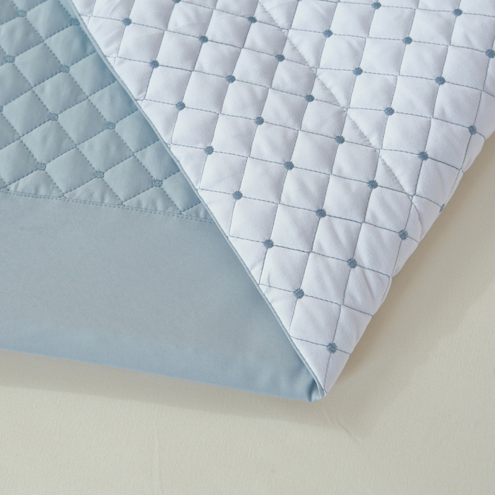 91家纺网 家纺一手货源 找家纺 OL家纺2025新款玉锦缎纯色床盖三件套-巴格莉 深蓝