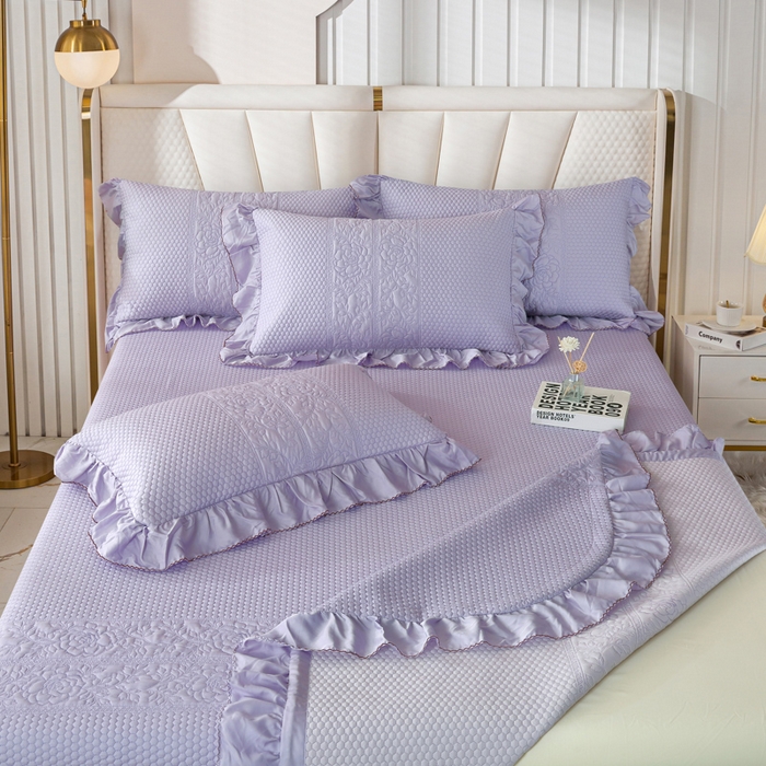 91家纺网 家纺一手货源 找家纺 OL家纺2025新款天丝床盖三件套系列-牡丹 薰衣紫