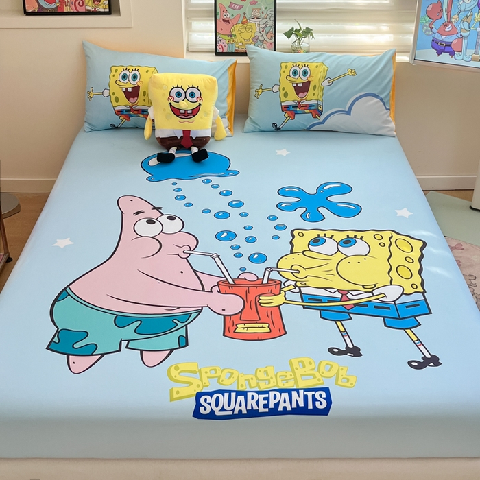 91家纺网 家纺一手货源 找家纺 金爱家2025新款全棉大版单品-床笠 棉单品-泡泡海绵宝宝