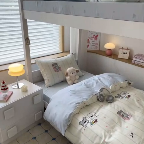 91家纺网 家纺一手货源 找家纺 慕尚家纺 2025新款全棉印花学生三件套套件 书生猫咪