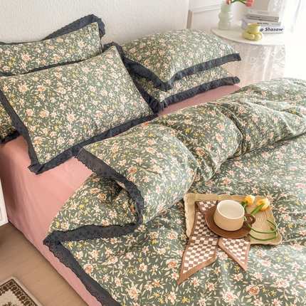 91家纺网 家纺一手货源 找家纺 （总）KA家纺 2025新款13372复古全棉花边四件套