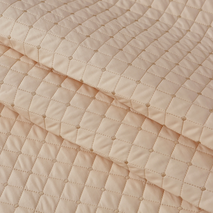 91家纺网 家纺一手货源 找家纺 OL家纺2025新款玉锦缎纯色床盖三件套-巴格莉 香槟色