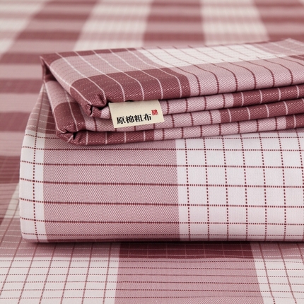 91家纺网 家纺一手货源 找家纺 ME/ERA HOME寐时代 2025新款全棉老粗布床单款三件套 全棉条格-格律-豆沙