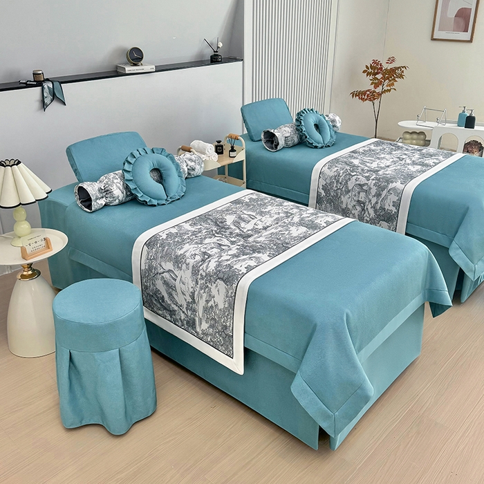 91家纺网 家纺一手货源 找家纺 莉人坊床罩2025新款高精密布料床罩-浪漫烟花 浪漫烟花湖蓝