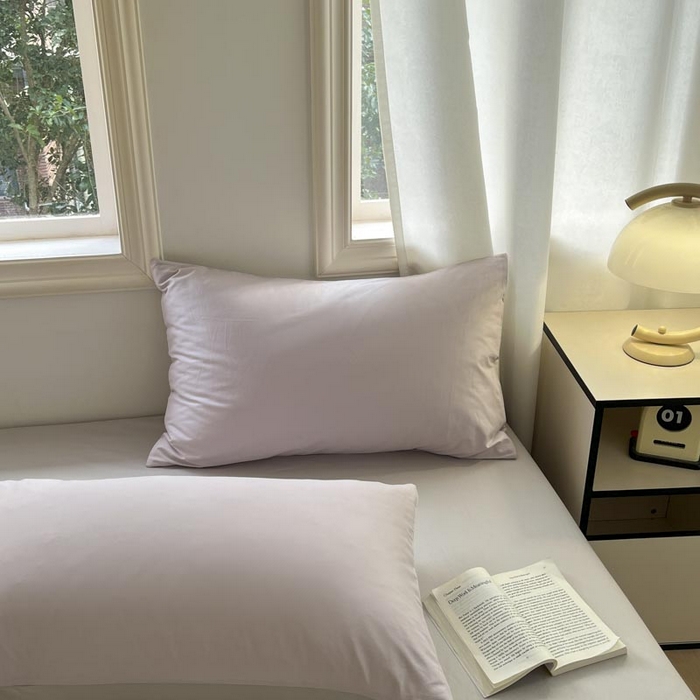 91家纺网 家纺一手货源 找家纺 泽西家纺2025新款A类全棉双拼纯色纯棉单被套 淡雅紫+山灰