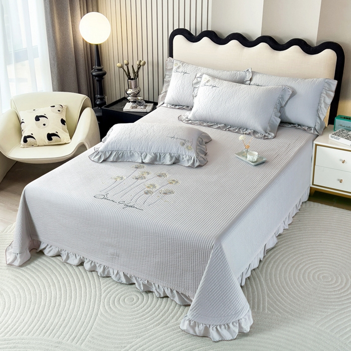 91家纺网 家纺一手货源 找家纺 OL家纺2025新款天丝床盖三件套系列-蒲公英 玛瑙灰