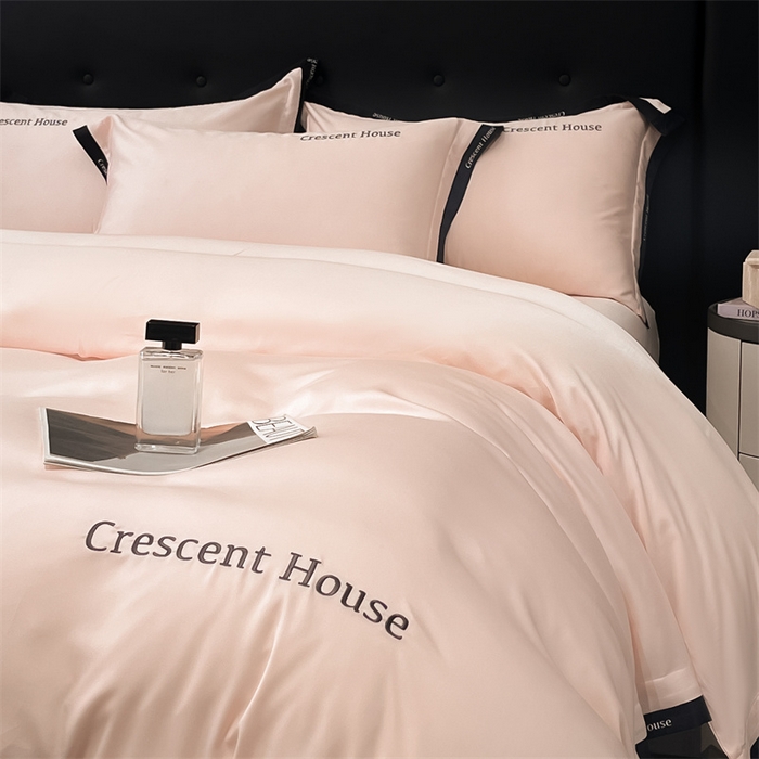 91家纺网 家纺一手货源 找家纺 笙意家纺 2025新款轻奢时尚水洗冰丝四件套-奥芬系列 奥芬-奶油粉