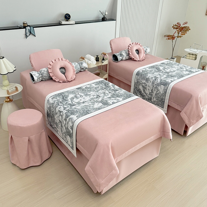 91家纺网 家纺一手货源 找家纺 莉人坊床罩2025新款高精密布料床罩-浪漫烟花 浪漫烟花丁香粉