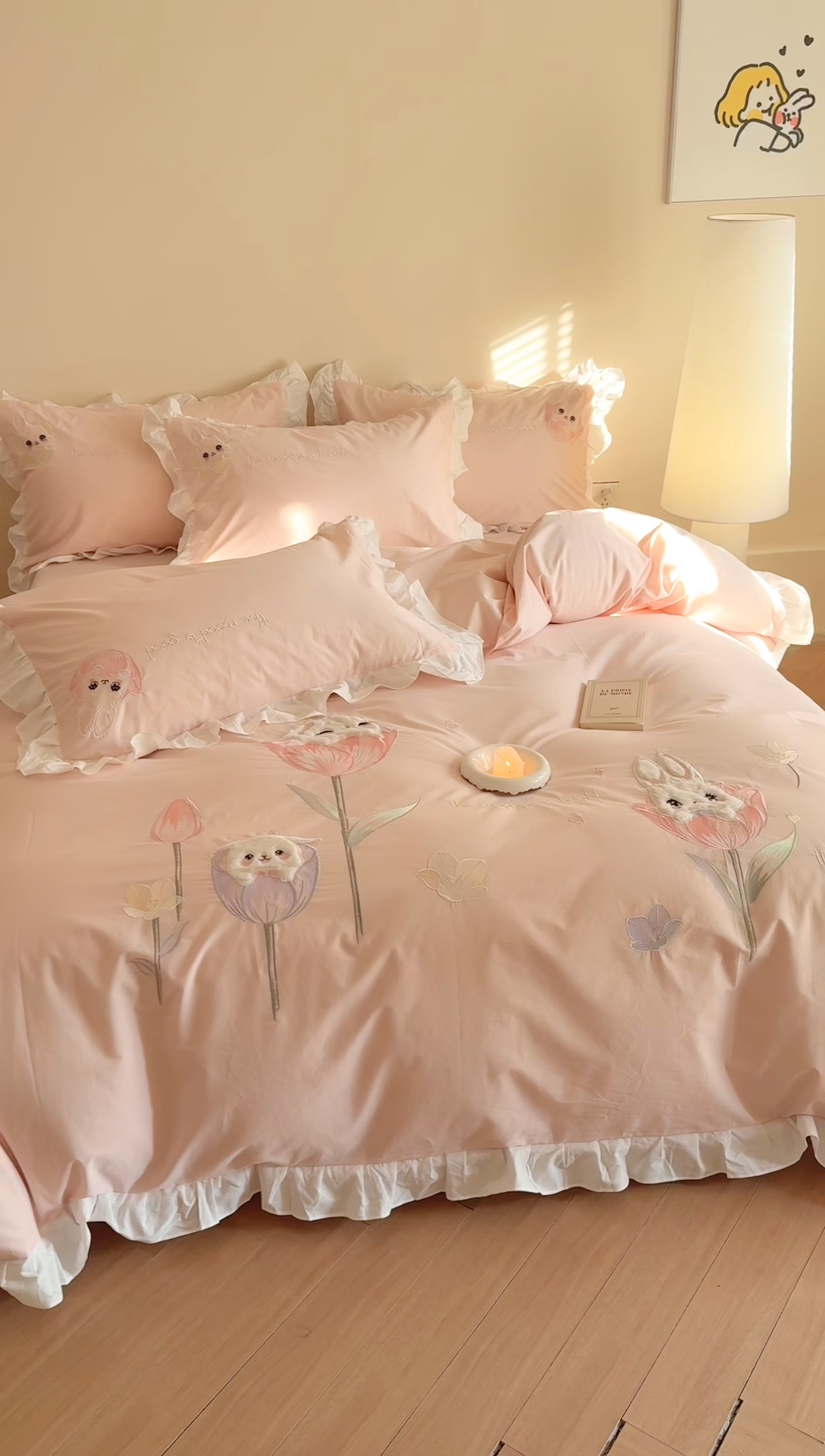 91家纺网 家纺一手货源 找家纺 （总）蜜柚2025花边款贴布郁金香小兔