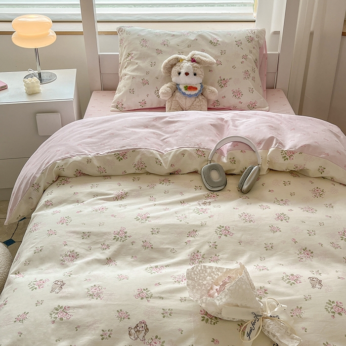 91家纺网 家纺一手货源 找家纺 慕尚家纺 2025新款全棉印花学生三件套套件 铃兰花