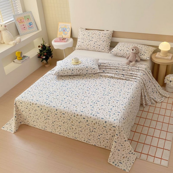 91家纺网 家纺一手货源 找家纺 ME/ERA HOME寐时代 2025新款全棉老粗布床单款三件套 全棉卡通-丛林