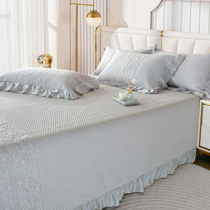 91家纺网 家纺一手货源 找家纺 OL家纺2025新款天丝床盖三件套系列-牡丹 玛瑙灰