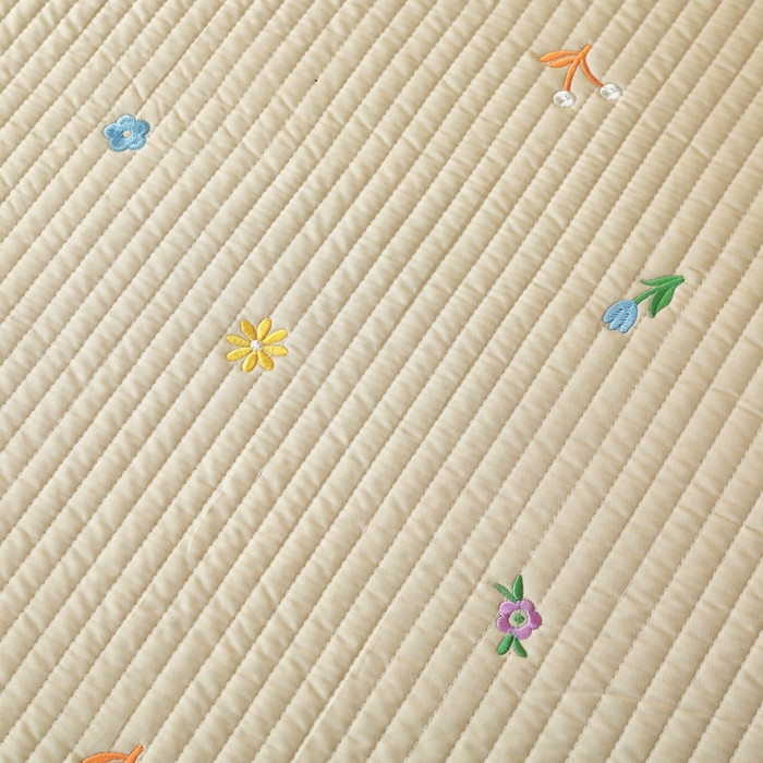 91家纺网 家纺一手货源 找家纺 OL家纺2025新款天丝床盖三件套系列-清新交响曲 奶茶驼