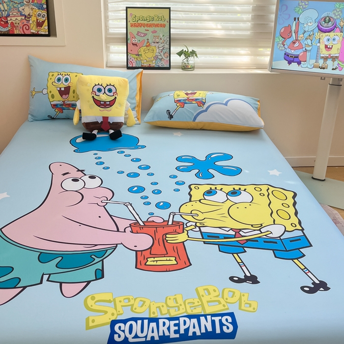 91家纺网 家纺一手货源 找家纺 金爱家2025新款全棉大版单品-床笠 棉单品-泡泡海绵宝宝