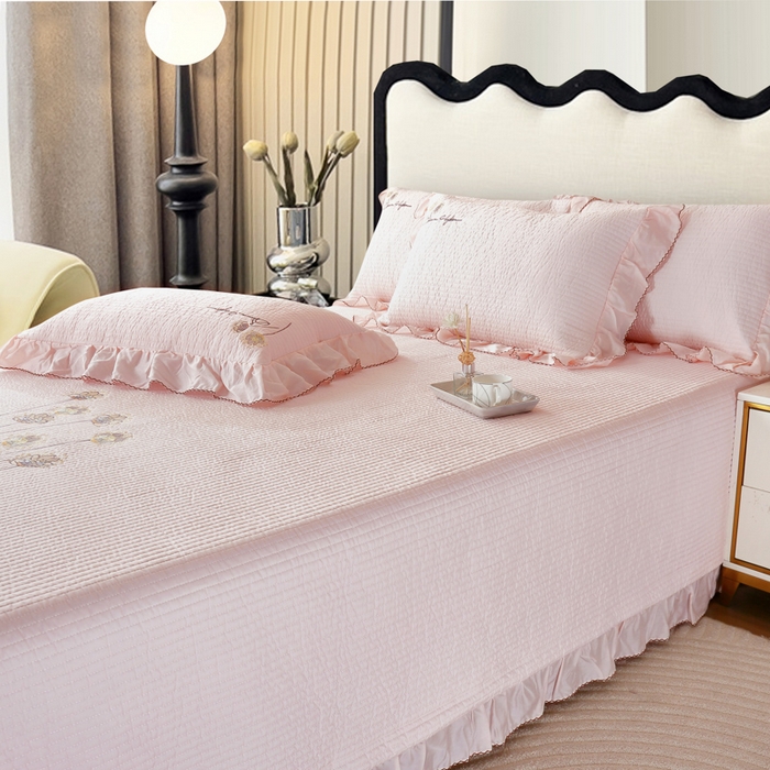 91家纺网 家纺一手货源 找家纺 OL家纺2025新款天丝床盖三件套系列-蒲公英 肉桂粉