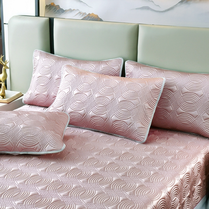 91家纺网 家纺一手货源 找家纺 OL家纺2025新款冰丝绸夏被床盖款三件套 薄藤紫