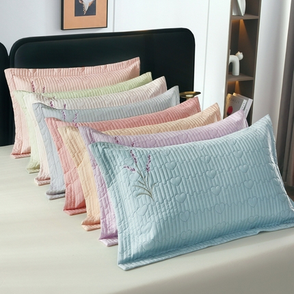 91家纺网 家纺一手货源 找家纺 （总）OL家纺2025新款玉锦缎纯色床盖三件套-薰衣草