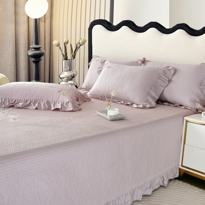 91家纺网 家纺一手货源 找家纺 OL家纺2025新款天丝床盖三件套系列-蒲公英 芋头紫