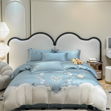 爱家（原缔乐家纺） 2025新款雪莲天丝四件套-卡洛琳 卡洛琳-天空兰