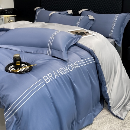 91家纺网 家纺一手货源 找家纺 （总）首尔家纺 2025亲肤棉水洗真丝冰丝刺绣四件套-伯恩系列