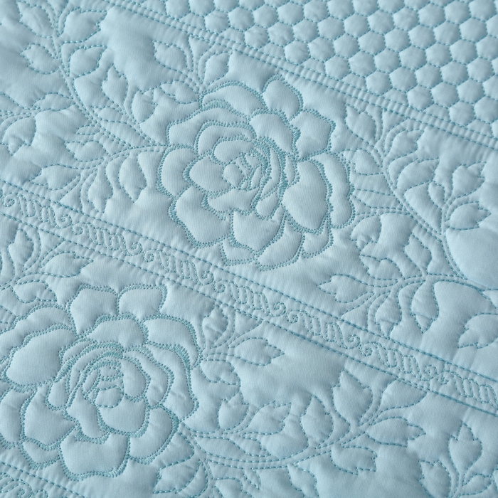 91家纺网 家纺一手货源 找家纺 OL家纺2025新款天丝床盖三件套系列-牡丹 秋波蓝