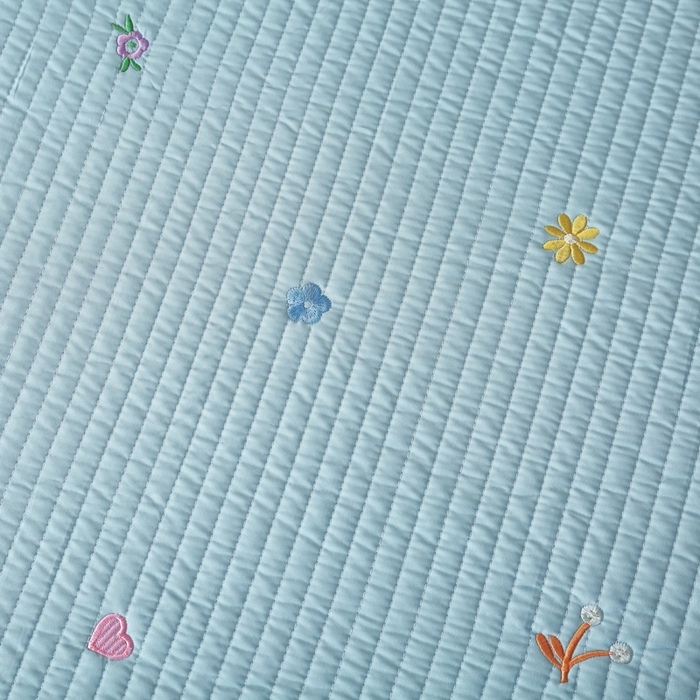 91家纺网 家纺一手货源 找家纺 OL家纺2025新款天丝床盖三件套系列-清新交响曲 秋波蓝